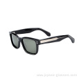 Wholesale Newest Fashion Rectangle Unisex Black Demi Acetate Sunglasses